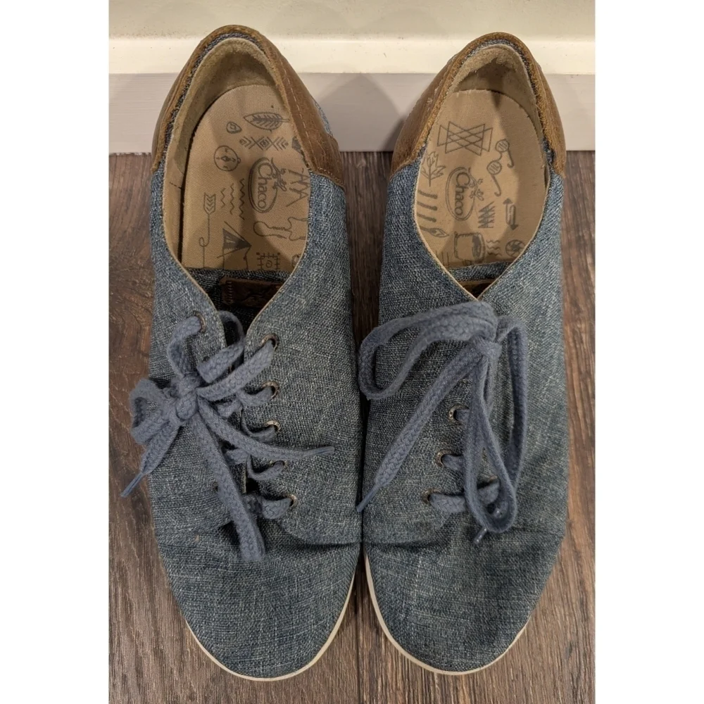 Chaco Ionia Blue Canvas Lace Up Shoes Size 10